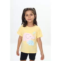 Toontoy Kids Toontoy Kız Çocuk Fil Baskılı Tişört Sarı