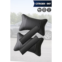 Citroen Ds7 Uyumlu Deri Kemer Koruyucu Lüks Deri Yastık Set Siyah