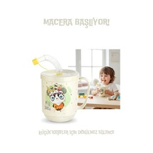 Mey İthalat Premium Pipetli Çocuk Bardağı 350 Ml Alıştırma Bardağı ve Suluk Çok Renkli