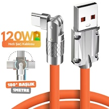 6015 Usb To Type C Hızlı Şarj Data Kablosu Çevirici Dönüştürücü Adaptör 180 Döner 120w 1m