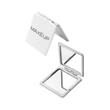 Maxeup Çift Taraflı Kapaklı Ayna Taşınabilir Cep Aynası Mini Makyaj Aynası Pocket Mirror Beyaz