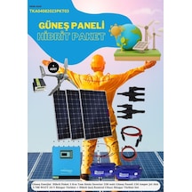 Güneş Enerjisi Hibrit Paket 3 Kva Tam Sinüs İnverter 330 Watt Güneş Paneli 150 Amper Jel Akü İ-700 Watt 24 V Rüzgar Türbini + Hibrit Şarj Kontrol Cih