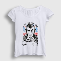 Presmono Kadın Wtf Arctic Monkeys T-shirt Beyaz