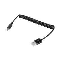 Sones Mini 5-pin Usb - Usb 2.0 Am Sarmal Kablo / Yaylı Kablo, Uzunluk: 25 Cm 80 Cm'ye Kadar Uzatılabilir Siyah