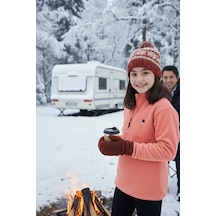 Lela Yumuşak Dokulu Fermuarlı Dik Yaka Şardonlu Kışlık Unisex Çocuk Polar 5905002 Somon