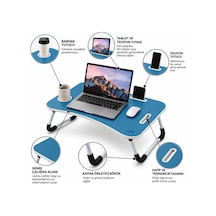 Muıtomas Katlanabilir Bardaklıklı Laptop Masası Mavi