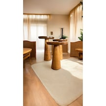 Wood Ahşap 3 Lü Set Mantar Yan Sehpa Konik Model / Tik Ağacı Renk / Zigon Sehpa Kahverengi