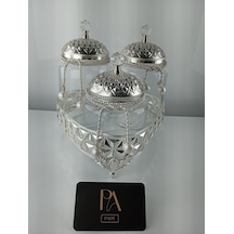 Çay Kahve Şekerlik Kavanoz Sunumluk Söz Nişan Kız İsteme Çikolatalık Dekoratif Obje Biblo Süs Eşya Üçgen Gümüş