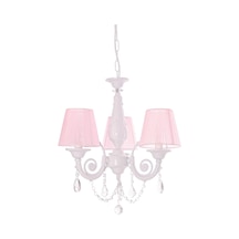 Umur Aydınlatma Senay 3'lü Beyaz Pembe Şapkalı Minimalist Tasarım Avize Çok Renkli