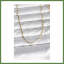 Bezos Cm 14k Gold Renk Yassı Zincir Model 60 Cm Kadın Kolye Hb006