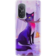 Huawei Nova 9 Se Kılıf Silikon Desen Mor Kurt 1614 Siyah