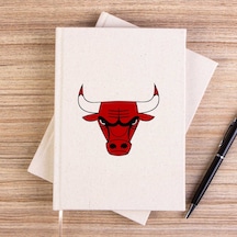 Chicago Bulls Logo Çizgisiz Kanvas Defter Krem