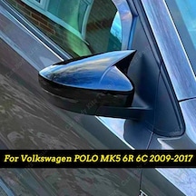 Parlak Siyah-1 Çift Volkswagen Polo Mk5 6r 6c 2009-2017 Araba Yan Dikiz Aynası Kapağı Parlak Siyah Abs Plastik Şekillendirici Aksesuarları