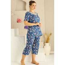 Alimer Kadın İndigo Büyük Beden Bermuda Pijama Takm Edy2708b-i İndigo