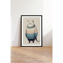 Kedi Tasarımlı Çerçeve Görünümlü Mdf Tablo Çok Renkli - 713606031 Çok Renkli