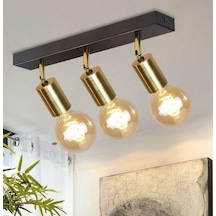 Mylights Avize Retro Üçlü Plofonyer Avize Sıralı Üçlü E27 Duylu Siyah