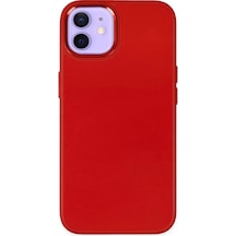 Newface Apple İphone 12 Kılıf Asya Deri Silikon - Kırmızı