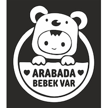 Sticker Usta Hediyene Bak Arabada Bebek Var Araba, Motorsiklet, Kask, Laptop, Cam Sticker Beyaz