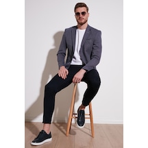 Buratti Slim Fit 6 Drop Çift Yırtmaçlı Blazer Erkek Ceket Savue Koyu Lacivert