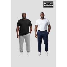 Süperlife Erkek Büyük Beden İkili Jogger Paça Lastikli İnce Eşofman Altı Seti Spr26bea951+2 Navy-grey Mel