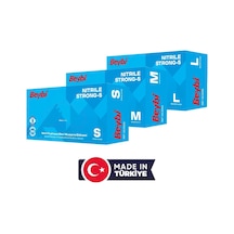 Strong-5 Pudrasız Mavi Nitril Muayene Eldiveni M Beden - 100'lük Kutu