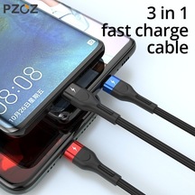Prestigegoods Pzoz 3-in-1 Usb Kablosu 5a C Tipi - İphone 14/13/12 & Samsung Xiaomi Huawei Uyumlu Süper Hızlı Şarj Kordon Mikro Usb Şarj Cihazı