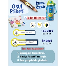 Okul Etiketi Kalem Defter Etiketi Sarı Lacivert Takım Temalı Özel İsim Yazılabilen Etiket - 252adet