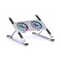 Çift Fanlı Laptop Soğutucu Stand, 8 Kademeli Ayarlanabilir Metal Stand P-11