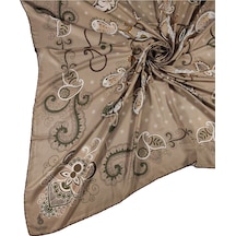 Mim Eşarp Mısırlı Eşarpları Mısırlı Eşarp Alize Krep Etnik Desenli Eşarp 140x140 Cm Gold - Kahve