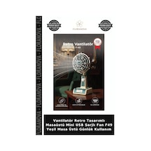 Vantilatör Retro Tasarımlı Masaüstü Mini Usb Şarjlı Fan F49 Yeşil Masa Üstü Günlük Kullanım