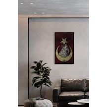 Doğal Taş Tablo Türk Bayrağı Ve Bozkurt - Duvar Dekoru, Salon Tanlosu 30x50cm