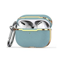 Airpods Uyumlu Pro İçin Kaplama Kumaş Pc Koruyucu Kapak Kılıfı Açık Mavi + Altın Mavi