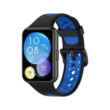 Watch Fit 2 Spor Delikli Kordon - Siyah-mavi