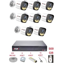 Fury 8 Kameralı 4 Warm Led Gece Renkli Görüş-cepten İzle-su Geçirmez Güvenlik Kamerası Seti 500gb
