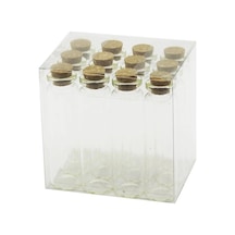 Boş Tüp Cam Şişe - 20 Ml - Mantar Kapak Renkli