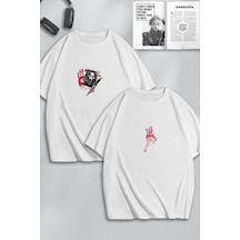 Unisex Kadın Erkek Mr And Mrs Scream Çığlık Baskılı Sevgili Çift Kombini Oversize Tshirt 2'li Beyaz Mck0093 Beyaz