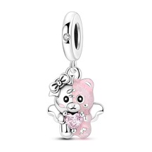 Pembe Gümüş Tatlı Ayıcık Sallantılı Charm