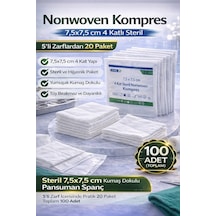 Northcity 4 Katlı Steril Nonwoven Kompres 7,5x7,5 Cm Gazlı Bezi - Pansuman 100 Adet