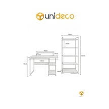 Vien 2 Set Kitaplıklı Masa Raflı Çalışma Masası 5 Raflı Kitaplık Monitör Yükseltici Beyaz - Çam