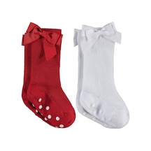 Civil Baby Fiyonk Aksesuarlı Kaydırmaz 2'li 6- Bebek Kız Çorap Set - Standart