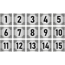 Metal Kapı Masa Dolap Numara Levhası 7x7cm Gümüş Renk 15 Adet (1…15)