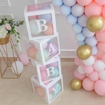 Şeffaf Kutu Baby Yazılı Harf Beyaz 25 Cm Balon Hediyeli