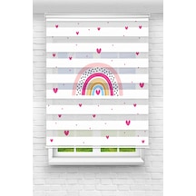 Perdecizade Enxboy Pembe Gökkuşağı Dijital Baskılı Zebra Perde-cocuk Odası-stor Perde Pz-2501 Renkli