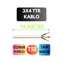Öznur 3x4 Ttr Kablo Metre Seçenekli Beyaz - 14mt