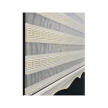 Versace Desenli Sarı Sim Detaylı Zebra Stor Perde Ekru - 96401462 Ekru