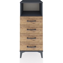 Hyperion Komodin Tek Raflı 4 Çekmeceli 44x44x106 Antrasit-çam Antrasit