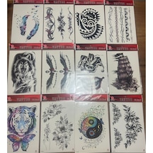Airbrush Tattoo Büyük Boy Yapıştırma Geçici Dövme Seti 12'li Seri6