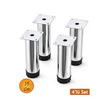 15 Cm Krom Mobilya Ayağı 4 Lü Set Ayarlanabilir Tabanlı Metal Dolap Masa Ayağı Gri