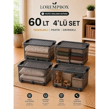 Tr Lorempbox 60 L Tekerlekli Kilitli Saklama Kutusu 4'lü Set Genel