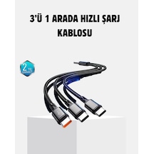3 Başlıklı Hızlı Şarj Kablosu Metal Alaşımlı Dayanıklı Ve Akıllı Çipli 93108152